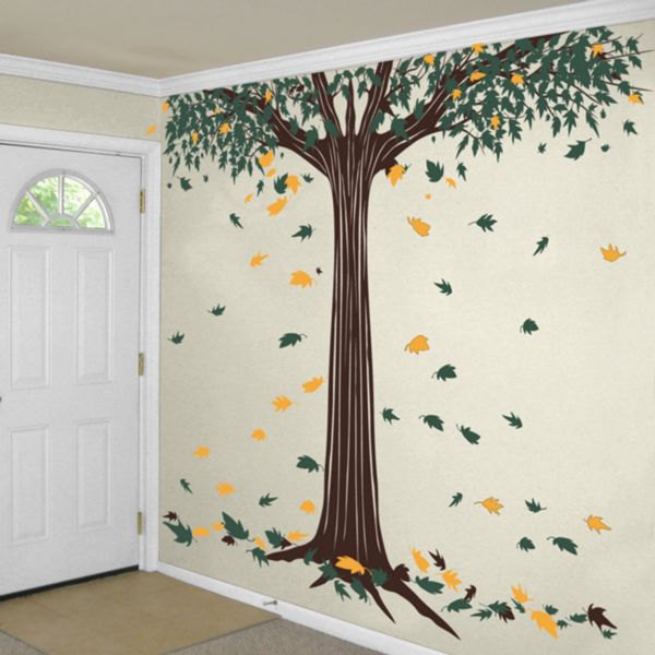 Giant Shade Tree With Falling Leaves Leaf Branches Branch Wall Decal Vinyl Home Art Decals Wall Sticker Stickers Living Room Bed Baby R705