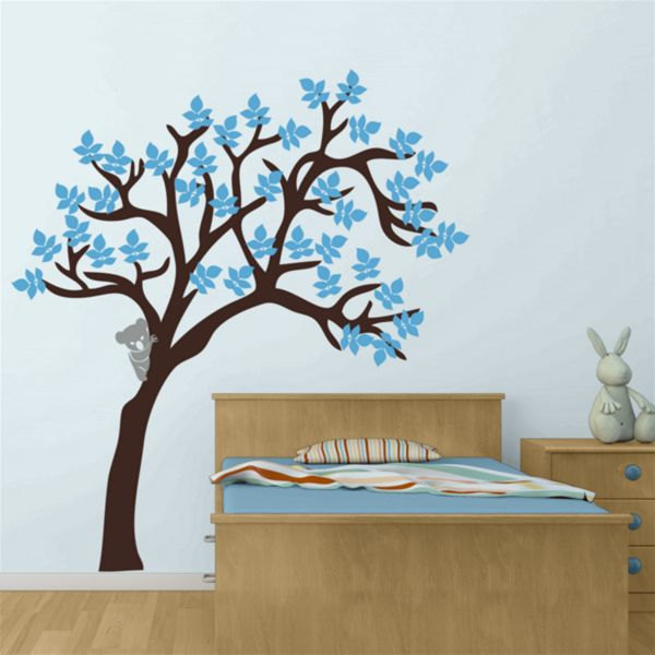 Cute Koala Bear Climb Tree Branch Wall Decal Vinyl Cubs Leaf Leaves Home Art Decals Wall Sticker Stickers Kids Baby Room Bed Kid R698
